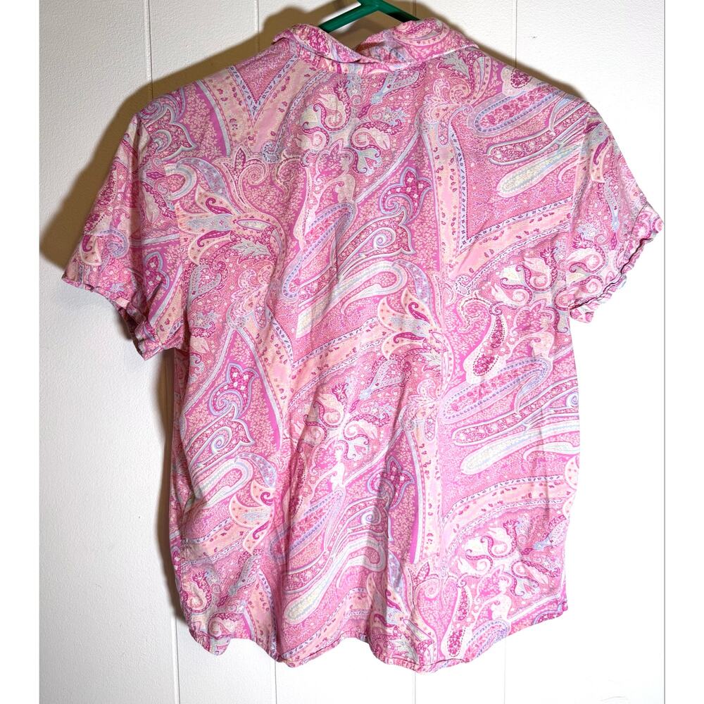 Lauren Ralph Lauren Pink Paisley 2 Piece Pajama Set M Short Sleeve Button Down - Picture 6 of 14